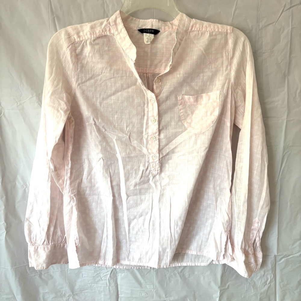 J. Crew Factory Pale Pink Polka dot Blouse SZ 10 Gently Worn